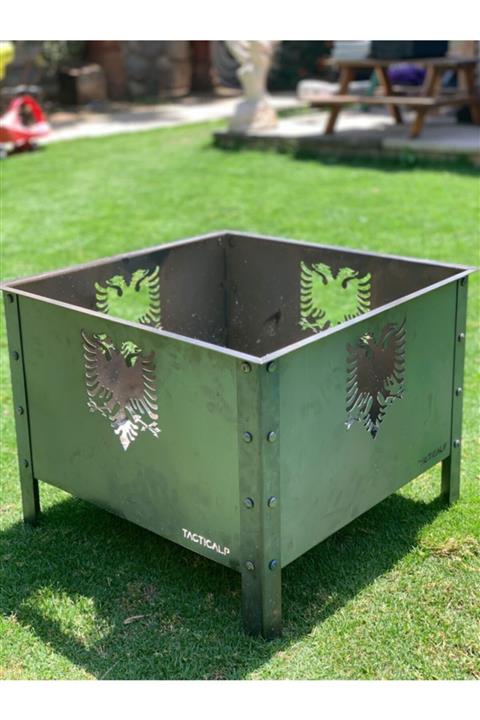 TACTICALP Kamp Karavan Arnavut Kartalı Logolu Çelik Saç Ateş Kovası