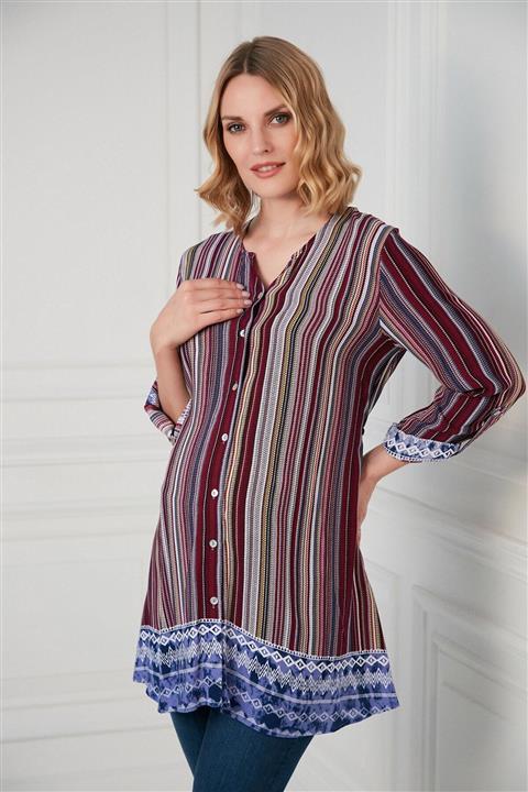 Görsin Hamile Kol Desen Detaylı Hamile Violet Tunik