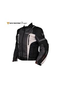 VENOM Ceket Air Racing Motorsiklet Montu Siyah - Gri