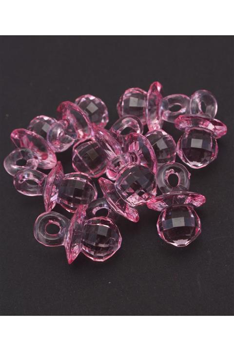 Lora Wedding Akrilik Şeffaf Pembe Emzik 10 Adet 4cm
