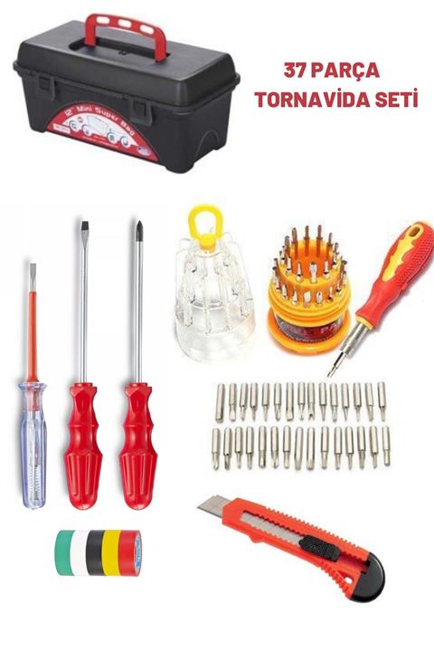 QNİAY 37 Parça Tornavida Seti Takım Çantası Elektirik Elektronik Ev Ofis Tipi Takım Tornavida Seti