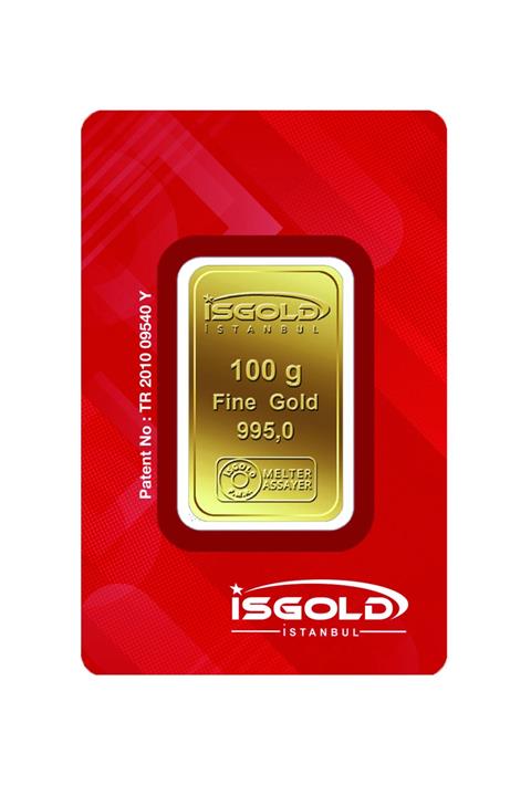 İSGOLD 100 Gr 24 Ayar Kare Kodlu Külçe Gram Altın