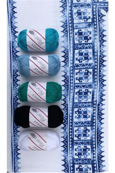 LaVita Yarn Etamin, Kanaviçe Ve Punch, Nakış Seti (mavi)