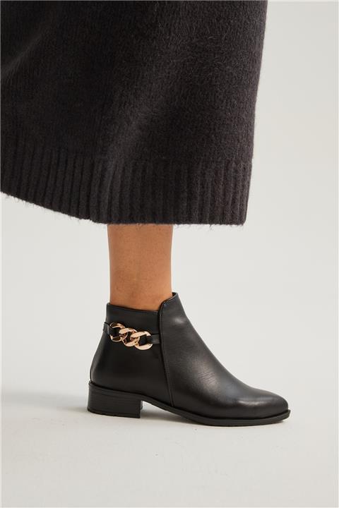 Cömert Ayakkabı Kisha Kadın Günlük Bot Siyah Deri