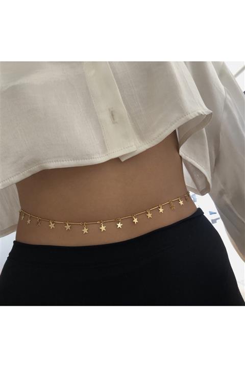 OK ROSES Gold Renk Yıldızlı Bel Zinciri