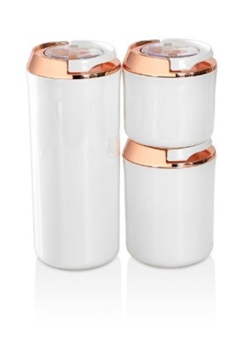 Northern Vip Ahmet Yuvarlak Saklama Kabı Beyaz Bakır Renkli 3 Lü Set