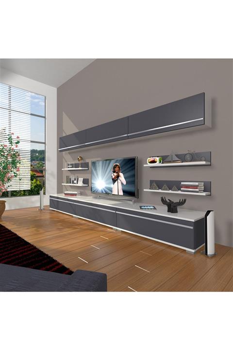 Decoraktiv Eko 8y Mdf Tv Ünitesi Tv Sehpası Beyaz Antrasit