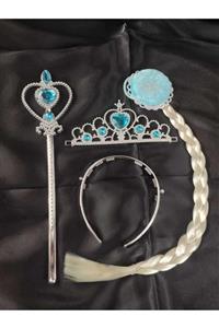 ÇÖPLÜX ACCESSORİES Karlar Ülkesi Frozen Elsa Taç Saç Asa Set 3 'lü Kombin