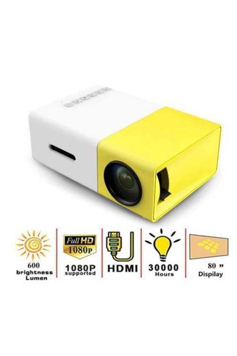 BLUECAT Yg300 Mini LED Projeksiyon Cihazı 600 Lümen Ev Sinema Sistemi Hdmi USB SD Kart Şarjlı