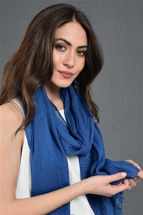 Dosimira Kadın Royal Mavi Modal  Pamuk Fular 45x195 cm