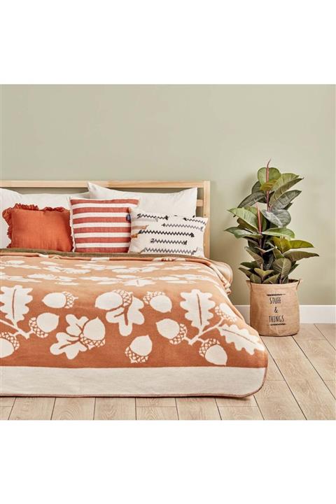 Bella Maison Noa Pamuklu Çift Kişilik Battaniye Bej (180X220 CM)