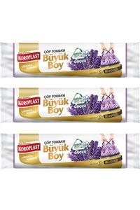 Koroplast Ekstra Güçlü Lavanta Büzgülü Büyük Boy 10lu Çöp Torbası X 3 Paket (65x70 Cm)