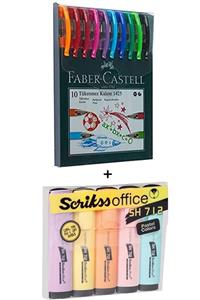 Faber Castell Faber 1425 Tükenmez Kalem Seti Scrikss Pastel Fosforlu Seti F.k