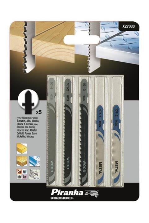 Black&Decker 5 Parça T Tipi Ahşap Metal Dekupaj Bıçak Seti X27030