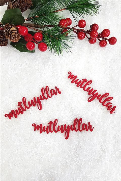 Funbou Keçe mutlu yıllar, kırmızı / 3 adet