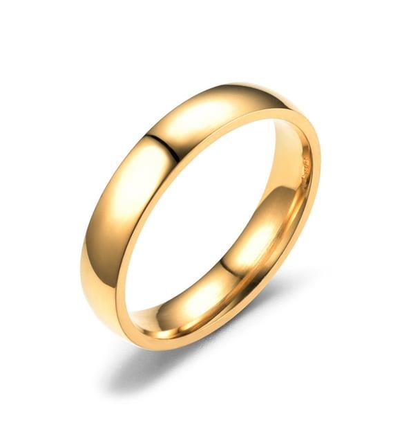 Chavin 4 Mm Söz Nişan Sarı Bayan Erkek Çelik Yüzük Eh24sr