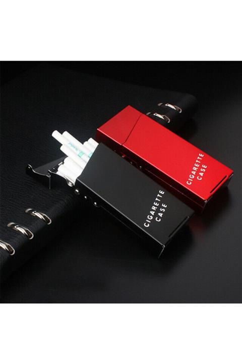 Jetlog Siyah Otomatik Düğmeli Metal Slim Sigara Kutusu