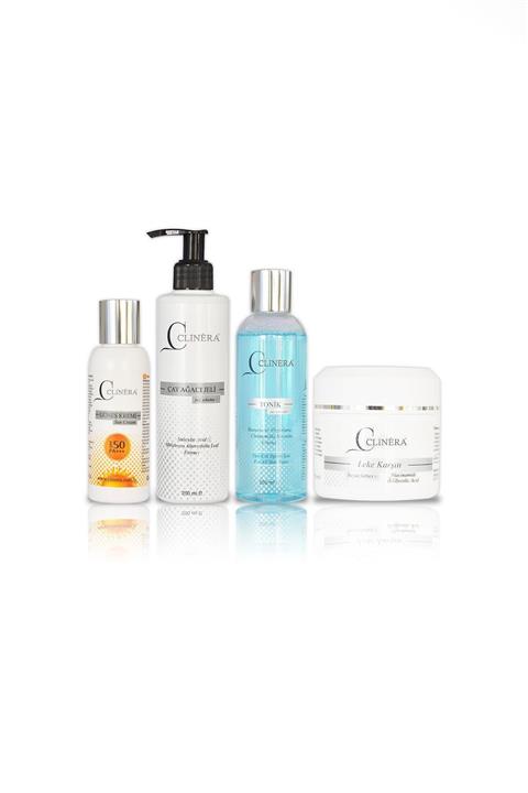 CLİNERA Güneş Koruyucu + Yüz Temizleme Jeli + Yüz Ve Akne Temizleme Toniği + Leke Kremi