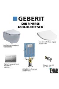 Geberit Icon Rimfree Alpha15 Soft Slim Klozet Seti,parlak Krom