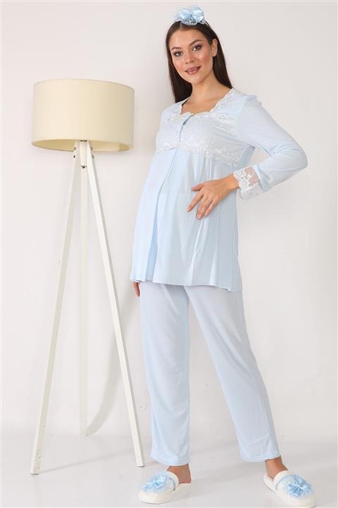 lohusahamile Lohusa Hamile 2603 Mavi Lohusa Pijama
