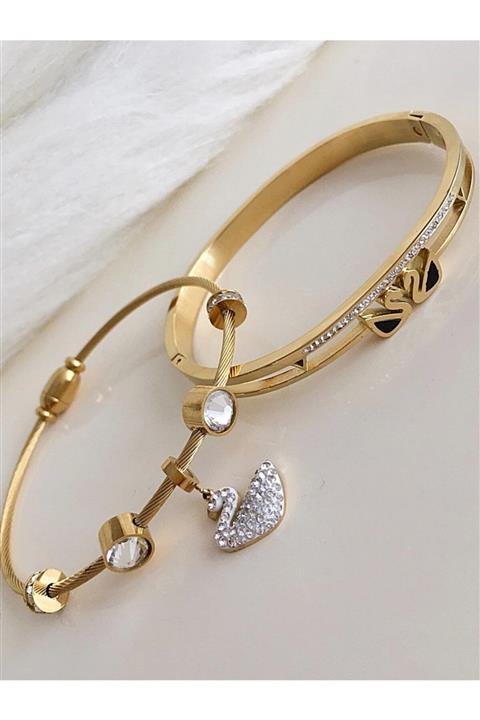 DS DİAMONDSHOP Bayan Çelik Bileklik Set Cbk3110