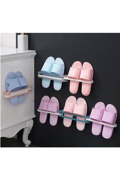 AntBls Portatif Terlik Tutucu 3 Çift Terlik Kapasiteli Terlik Havlu Rafı