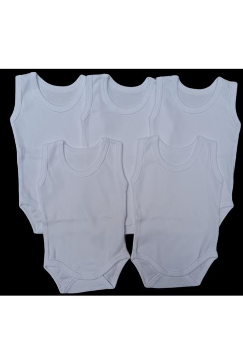 özdemirli bebe Askılı Basic Ribana Bisiklet Yaka Beyaz Renk 5li Paket Atlet Body