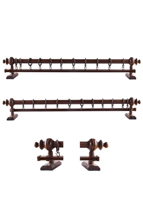 Perdejim Ceviz Ahşap Rustik Perde Askısı + Raylı Rustik Borusu 200 cm