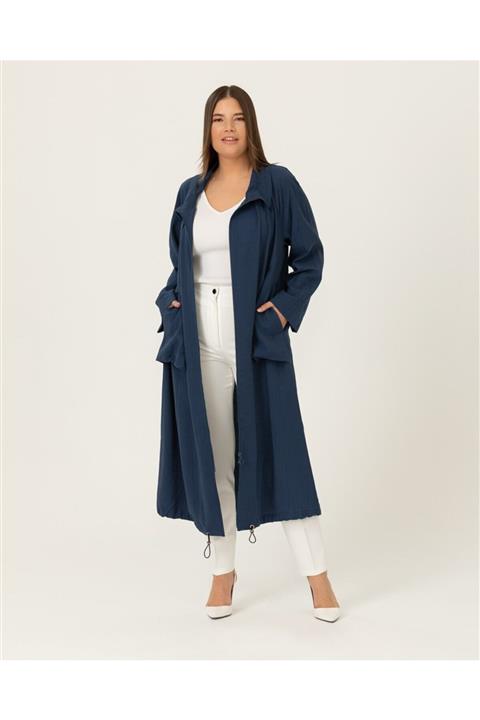 GalaXi Kadın Lacivert Fermuarlı Trençkot 212801710