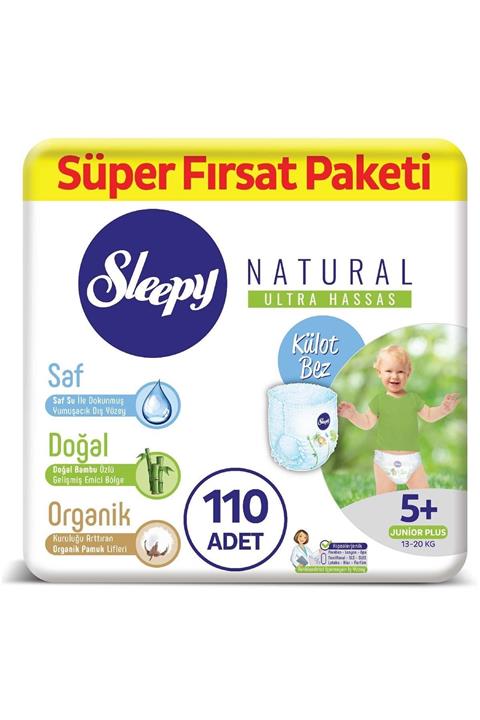 Sleepy Natural Külot Bez 5+ Numara Junior Plus Süper Fırsat Paketi 110 Adet