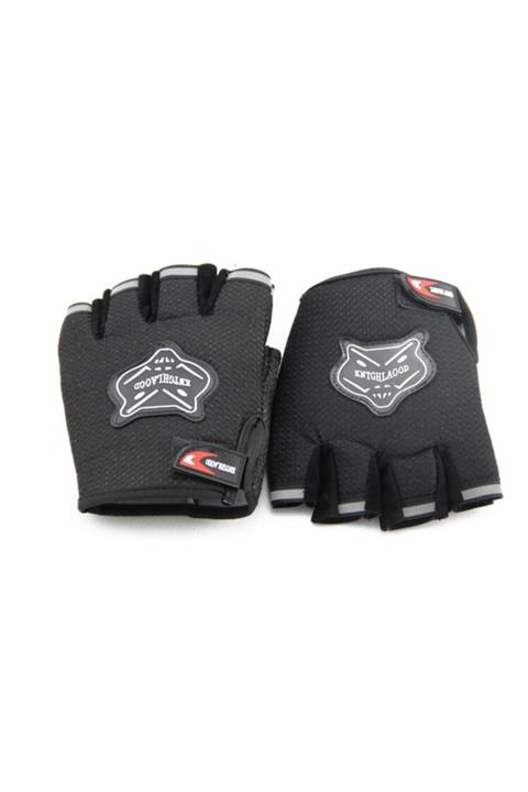 KNT PRC Çocuk Siyah Bisiklet Eldiveni Yarım Parmak