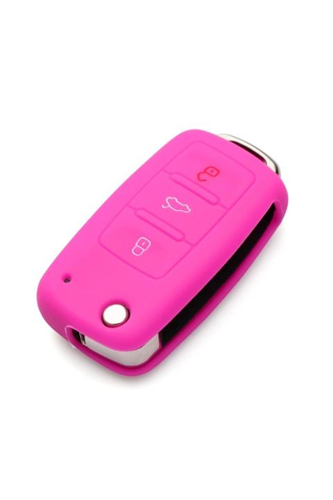Buybuddyy Volkswagen Silikon Araba Anahtarı Kılıfı Pembe