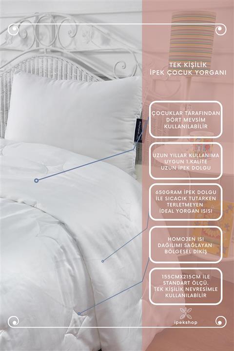 İpekshop Ipek Çocuk Yorganı Tek Kişilik Antialerjik Ipek Dolgu