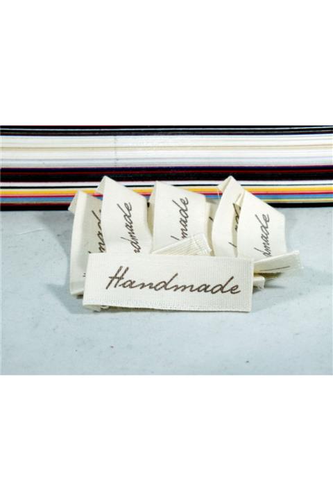 Etiket Vitrini Pamuklu Kumaşa Baskı Handmade Etiket 30 Adet