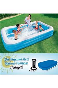 BESTWAY Şişme Havuz Aile Havuzu 305cm X 183cm X 56cm + Üst Kapama Bezi + Şişirme Pompası Hediyeli