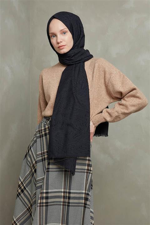 Freshscarfs Naturel Şal Siyah