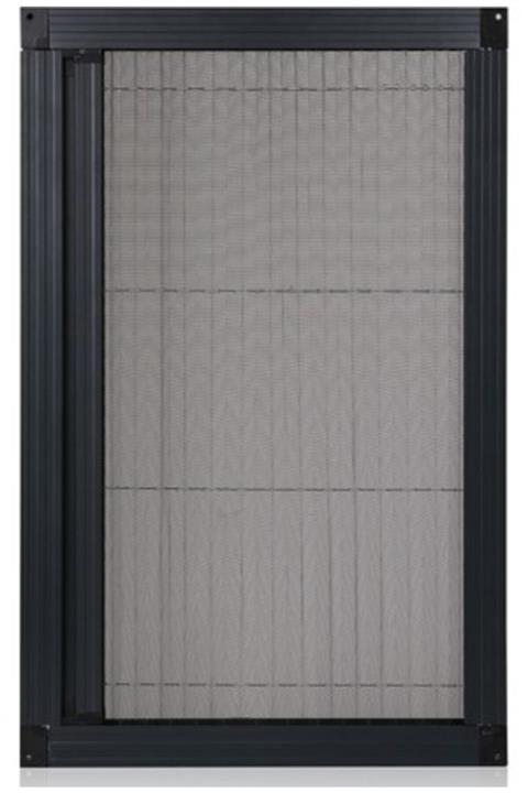 KARABEYOĞULLARI Antrasit Siyah Plise Sineklik Akordiyon Sürgülü Pileli Sineklik Kapı Ve Pencere 140-160*240-260