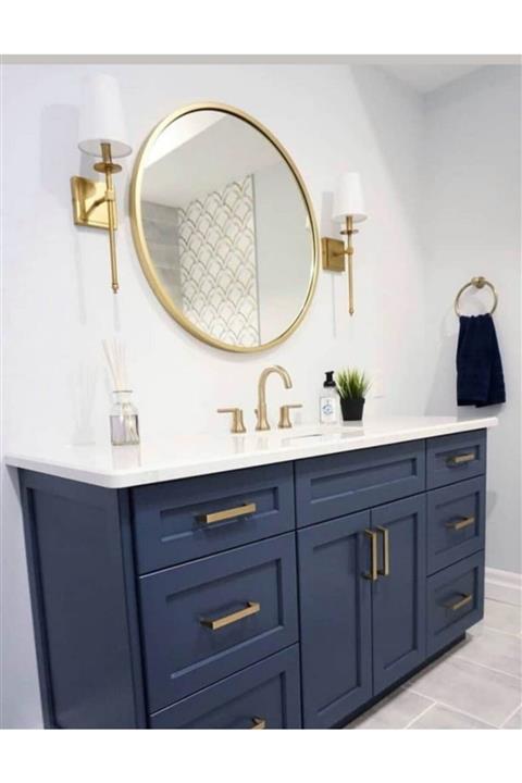 Ersan Dizayn Gold Dekoratif Yuvarlak Ayna Çap 70 Cm