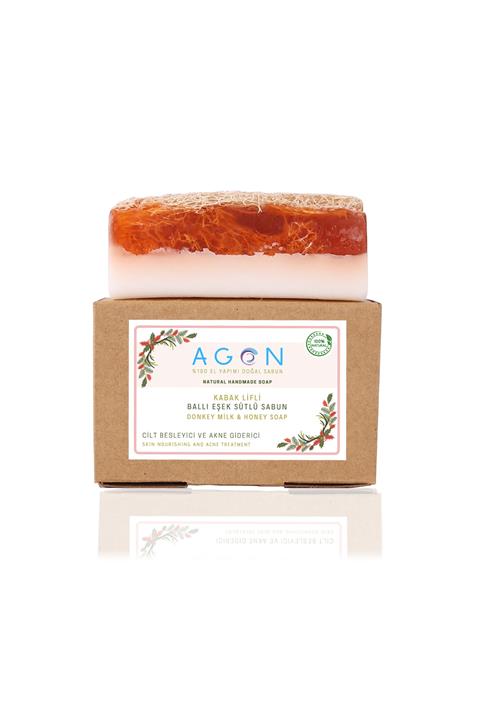 Agon %100 El Yapımı Doğal Kabak Lifli Ballı Eşek Sütü Sabunu 120 Gr