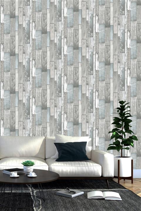 İnci Concept 3 Boyutlu Gri Mavi Tahta Desenli 9290 Duvar Kağıdı 5 M²