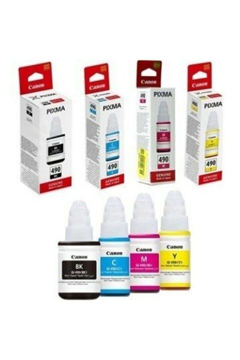 Canon Gı-490 Pixma G3400 Orjinal siyah Ve Renkli mürekkep kartuş Takımı Siyah 135ml. Renkliler 70ml.