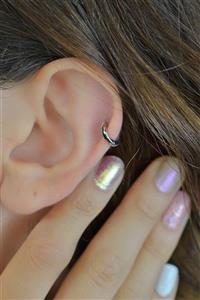 Sacce Scarves&Accessories Gümüş Rengi Düz Halka Tragus Piercing