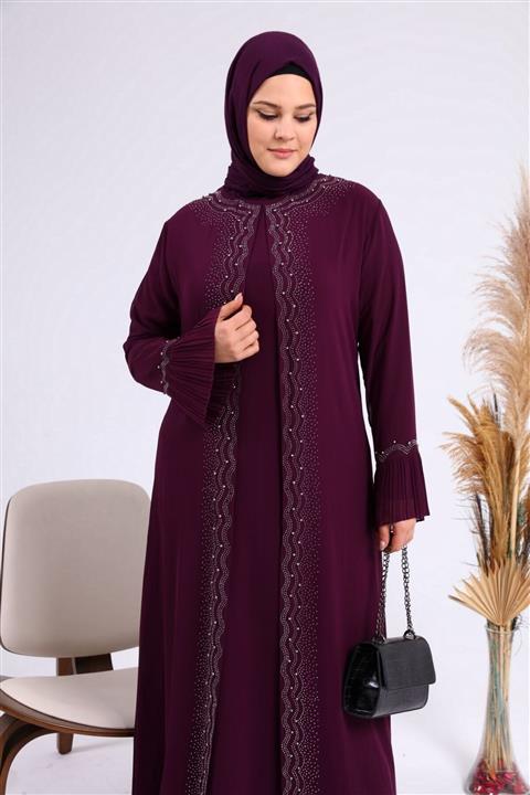 NESAFET Kolları Piliseli Taş Baskı Abiye