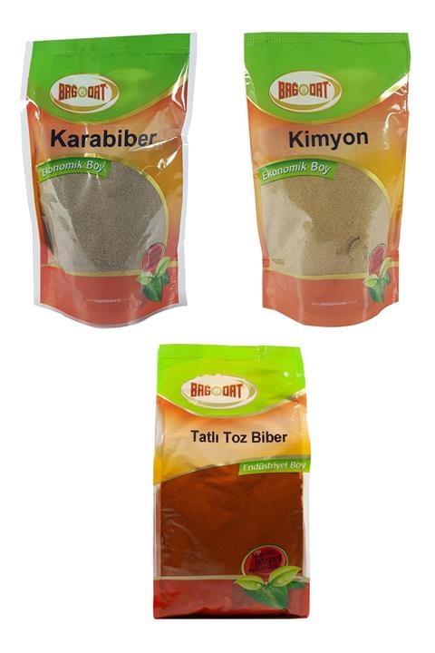 Bağdat Baharat 3 Lü Set Kimyon 250 Gr - Toz Karabiber 250 Gr. - Tatlı Toz Biber 250 Gr.