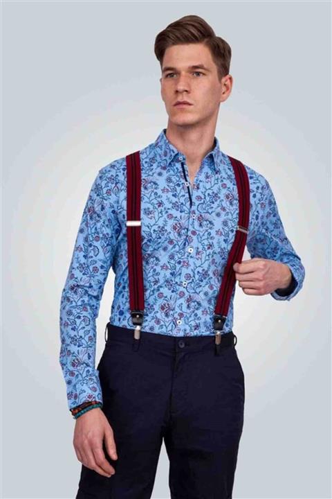 Tudors Çizgili Bordo Erkek Pantolon Askısı