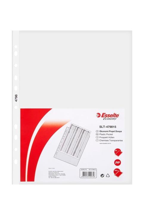 Esselte 4798 Poşet Dosya Ekonomi A4 11 Delikli (100 Adet) Buzlu