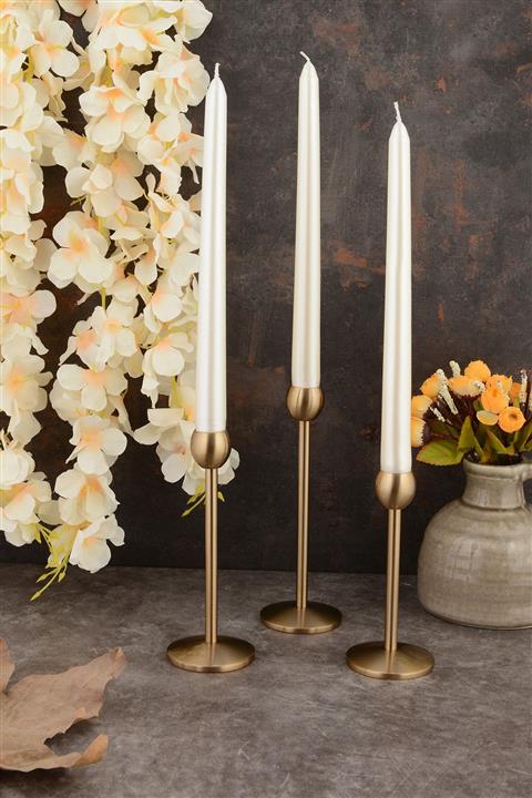 ESSLİGHT Kavin 3 Lü Set Modern Dekoratif Eskitme Şamdan Mumluk