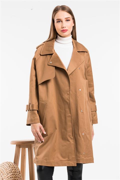 GÜLSEN SARIÇAM Kadın Kahverengi Gabardin Trençkot