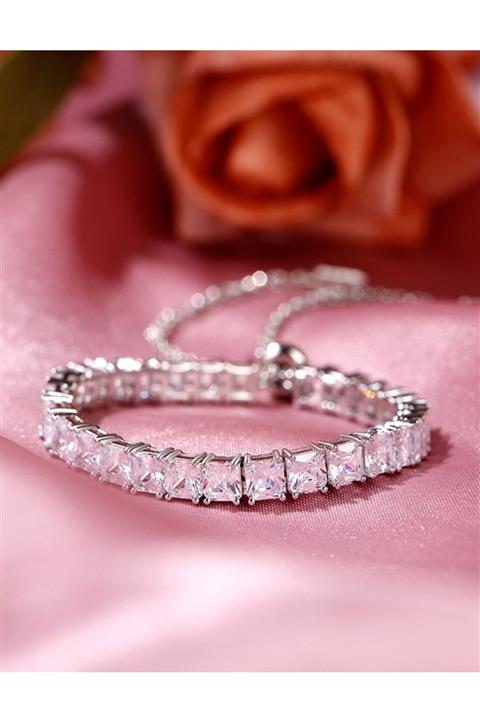 Crystal Diamond Zirconia Kadın Labaratuvar Pırlantası 1 Carat Baget Bileklik