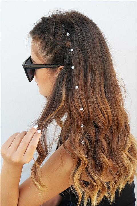 Design Look Taşlı Çıt Çıtlı Saç Aksesuarı 45 cm